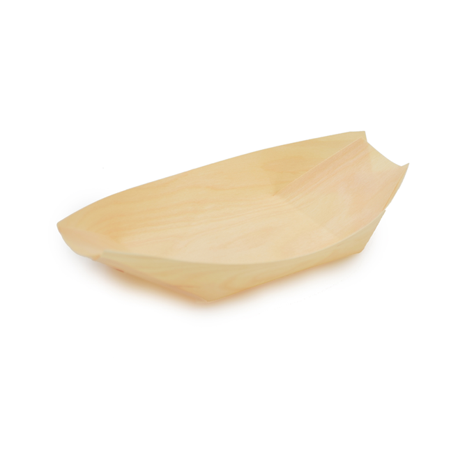 קערית סירה מתכלה מעץ 25 יח' - בינוני