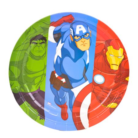 צלחת נייר 9 יום הולדת הנוקמים 8 יח' - צבעוני