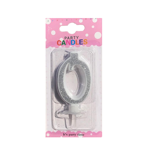 נר יום הולדת מעוצב מספר 0 - כסף