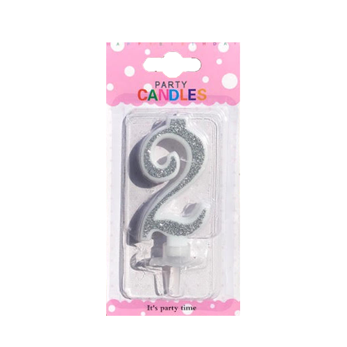 נר יום הולדת מעוצב מספר 2 - כסף