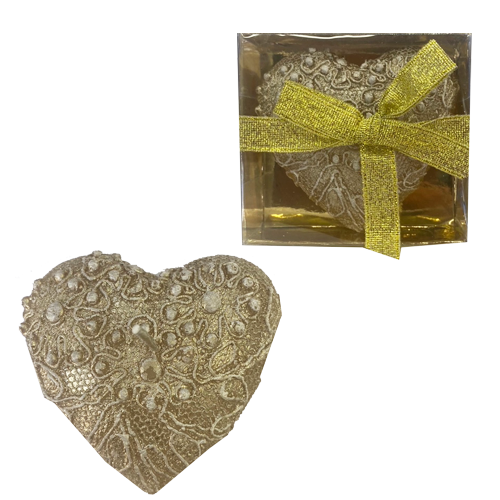 נר לב מהודר עם תחרה - זהב