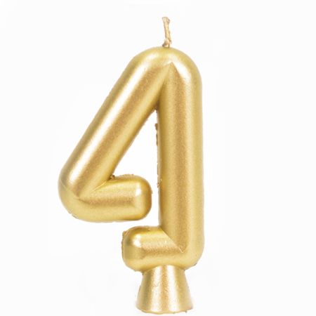 נר יום הולדת מספר 4 - זהב
