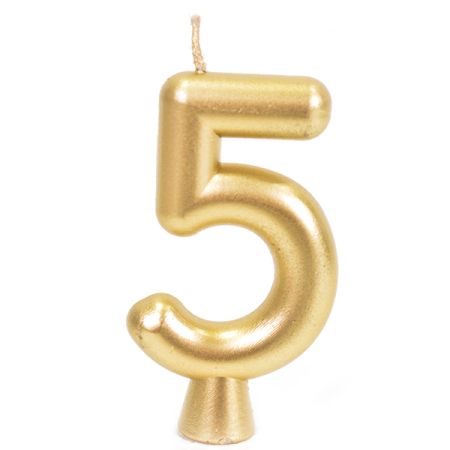 נר יום הולדת מספר 5 - זהב