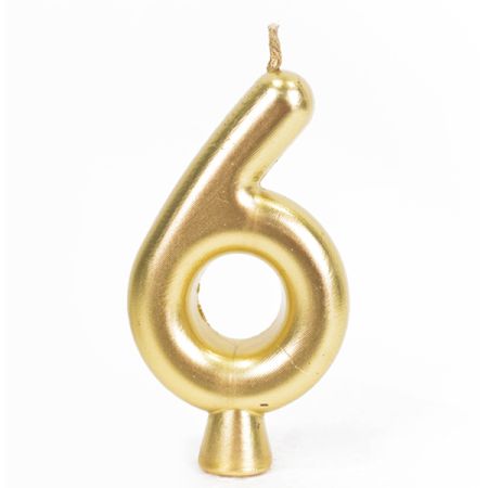 נר יום הולדת מספר 6 - זהב