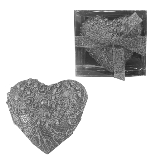 נר לב מהודר עם תחרה - כסף