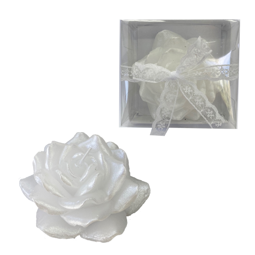 נר פרח צף מהודר גדול - לבן