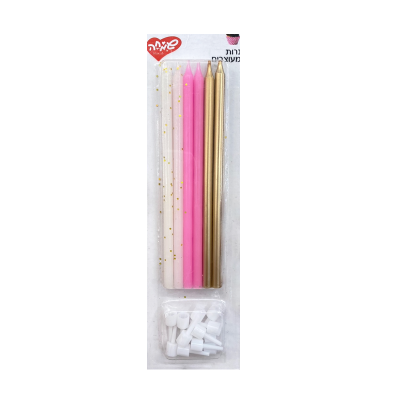 נרות יום הולדת ארוך 12 יח' - מיקס