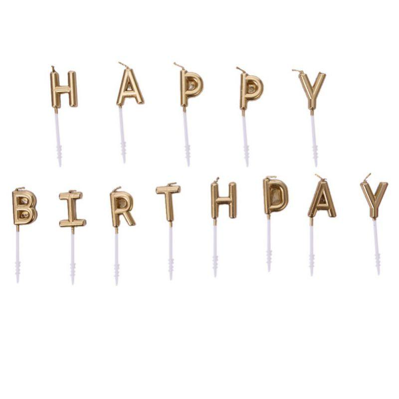 נרות יום הולדת HAPPY BIRTHDAY אותיות - זהב