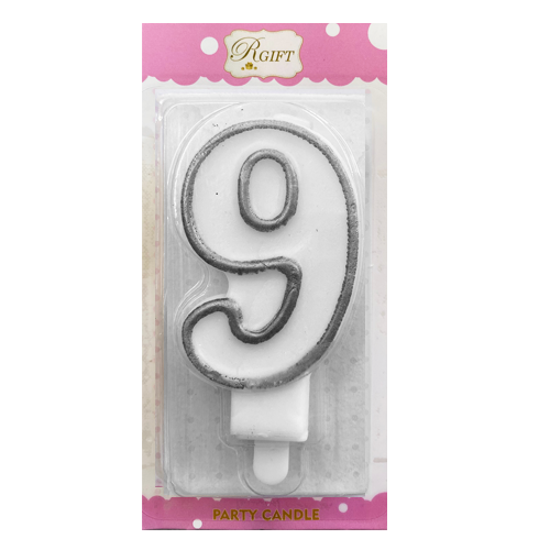 נר יום הולדת מספר 8 + מסגרת - כסף