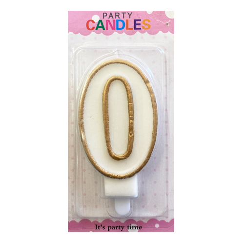 נר יום הולדת מספר 0 + מסגרת - זהב