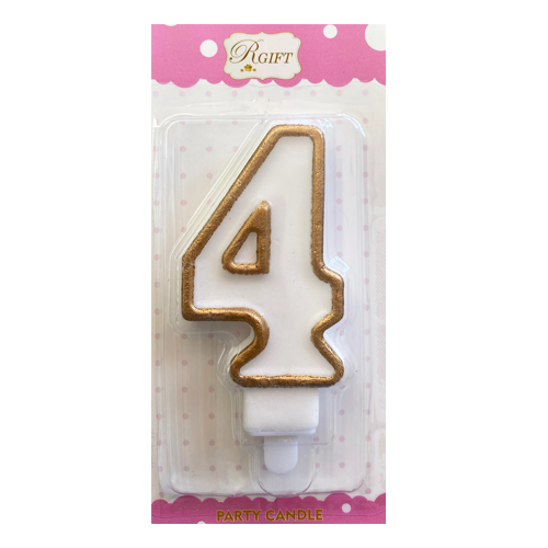 נר יום הולדת מספר 4 + מסגרת - זהב