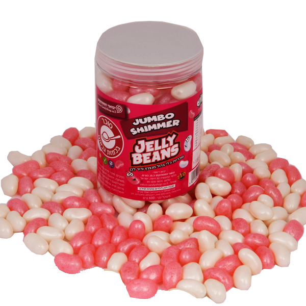 ג'לי בין ג'מבו נצנץ - ורוד לבן