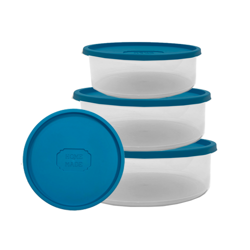 סט 3 קופסאות פלסטיק עגולות - צבע משתנה