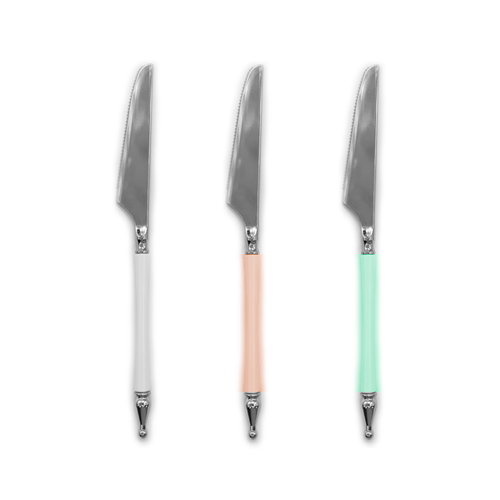 סכינים פלסטיק קשיחות כתר 10 יח' - צבע משתנה