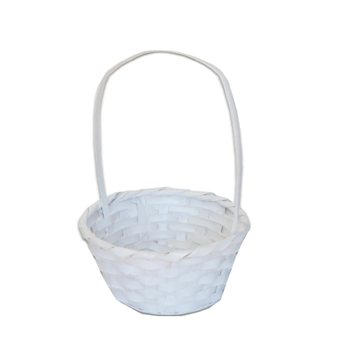 סלסלת עץ+ ידית  - לבן 