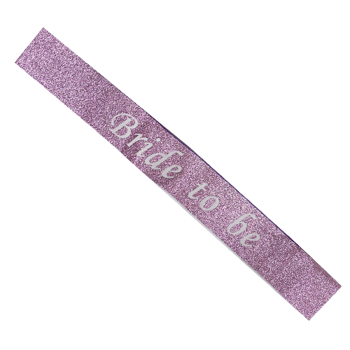 סרט כלה BRIDE TO BE גליטר - ורוד לבן