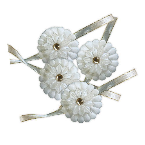 כרית חינה פרח עם סרט קשירה - לבן