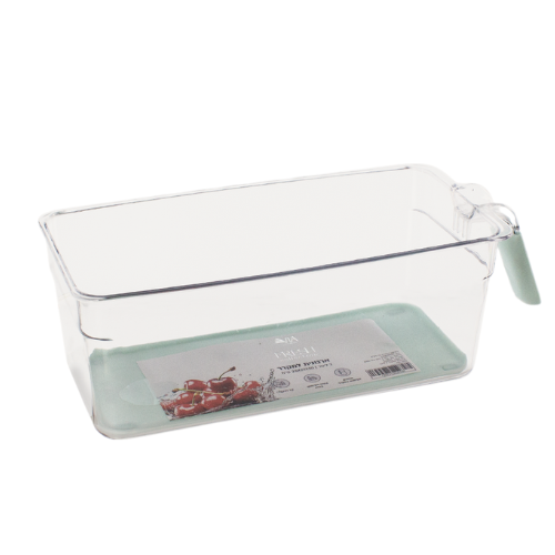 ארגונית לאחסון עם ידית 2 ליטר - תכלת שקוף