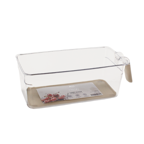 ארגונית לאחסון עם ידית 2 ליטר - חום שקוף