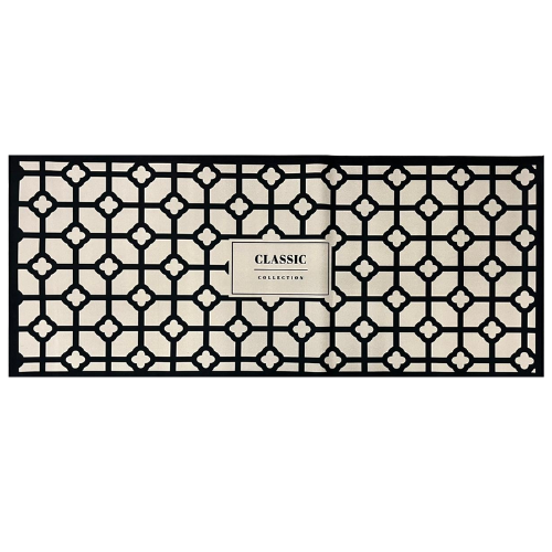 שטיח מטבח קלאסי 50*120 דוגמת פסיפס- שחור