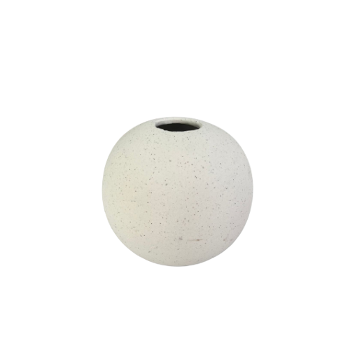 אגרטל כדורי 11 ס"מ- לבן נקודות