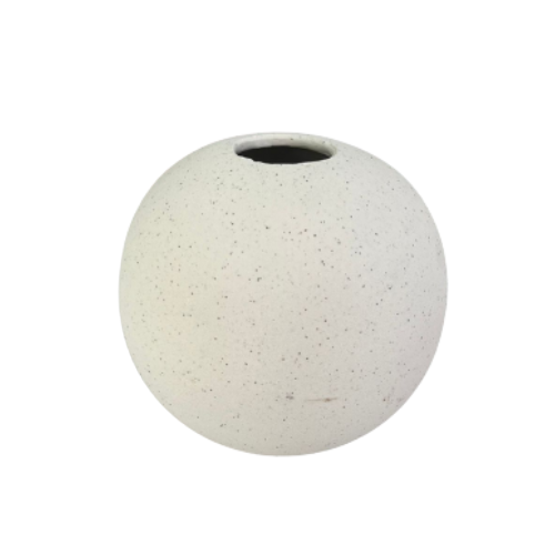 אגרטל כדורי 14 ס"מ- לבן נקודות