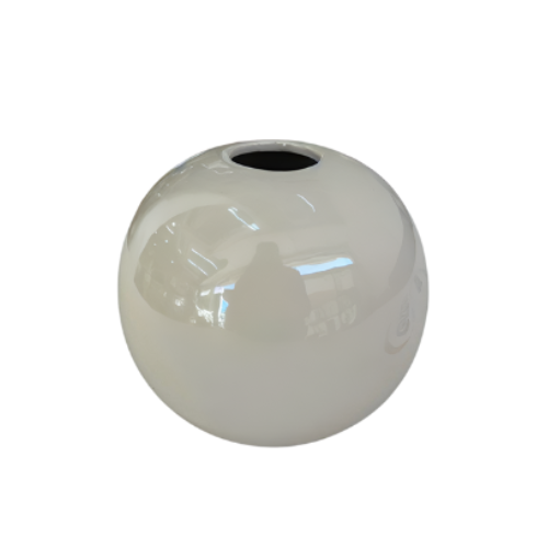 אגרטל כדורי 14 ס"מ- לבן מבריק