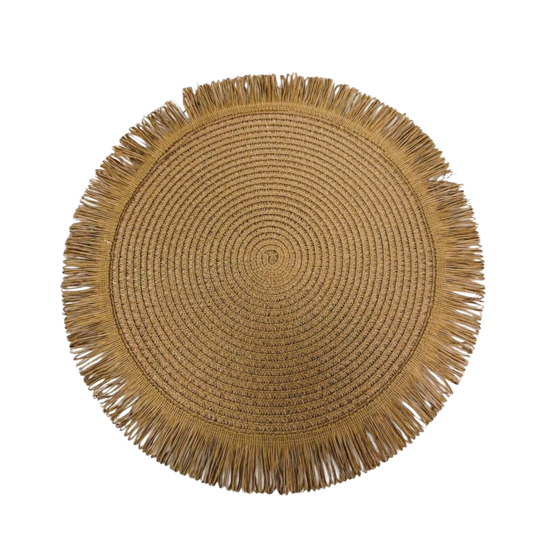 פלייסמנט בד פרנזים עגול - חום