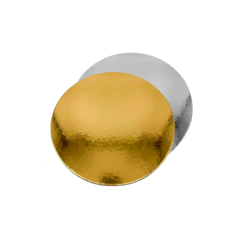 תחתית לעוגה דו צדדי קוטר 14 ס"מ 6 יח' - זהב כסף