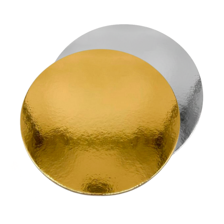 תחתית לעוגה דו צדדי קוטר 22 ס"מ 4 יח' - זהב כסף