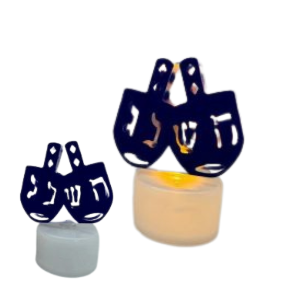 נר לד סביבון מעוצב לחנוכה - כחול 