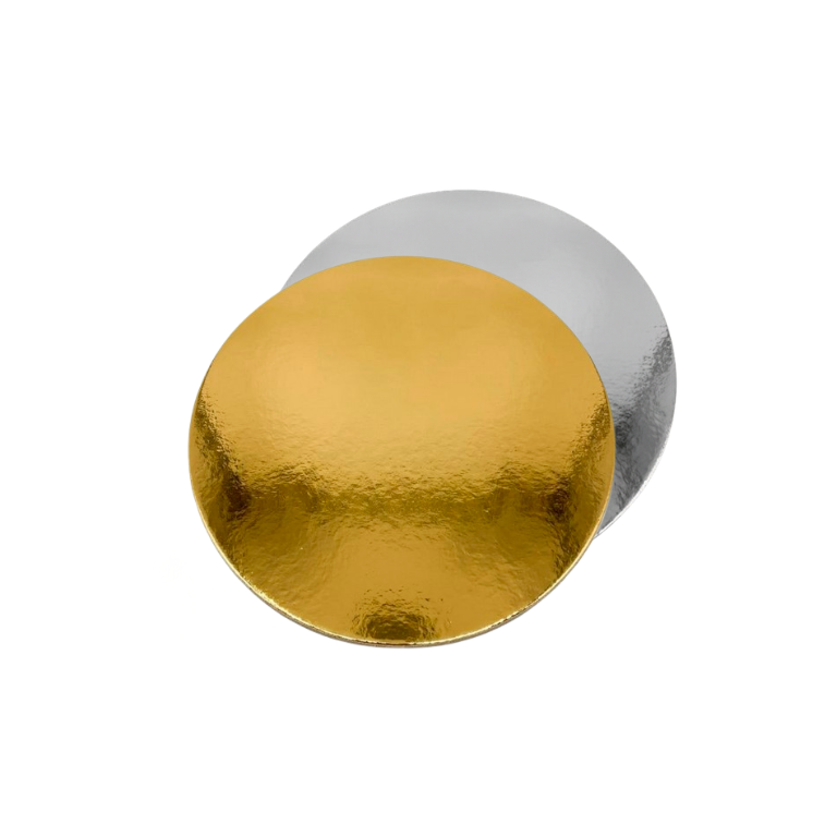 תחתית לעוגה דו צדדי קוטר 12 ס"מ 6 יח' - זהב כסף