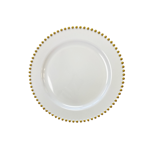 צלחת פלסטיק 7 פנינה 10 יח' - לבן זהב