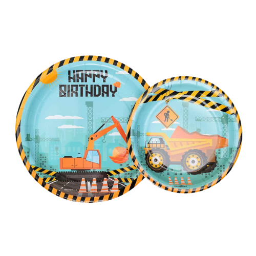 צלחת 7 יום הולדת טרקטור 8 יח' - כחול