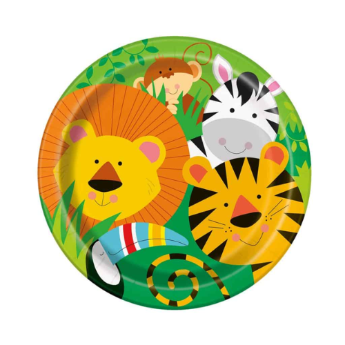 צלחת נייר 9 יום הולדת - ג'ונגל 