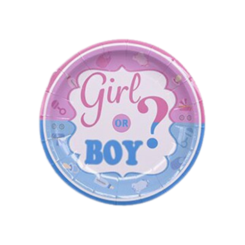 צלחת נייר קטן מסיבת בן או בת 8 יח' - ורוד כחול