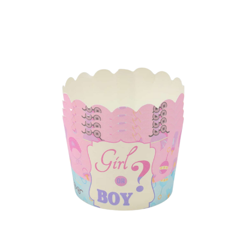 תבנית מאפינס מסיבת בן או בת 50 יח' - ורוד כחול