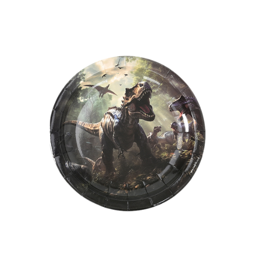 צלחת נייר 7 יום הולדת דינוזאור 8 יח' - ירוק