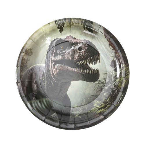 צלחת נייר 9 יום הולדת דינוזאור 8 יח' - ירוק