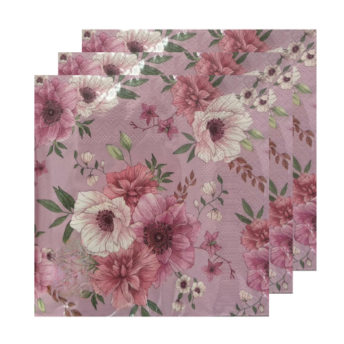 מפיות נייר דוגמת פרחים סגלגל 20 יח' - צבעוני