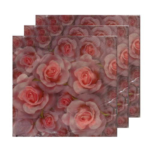 מפיות נייר דוגמת ורדים 20 יח' - ורוד