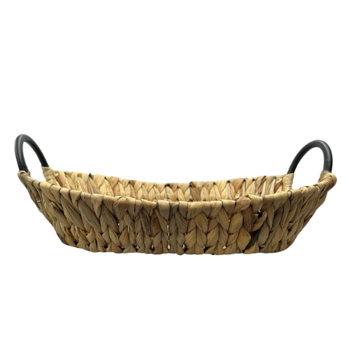 סלסלה אובלי קש ידיות שחורות - טבעי