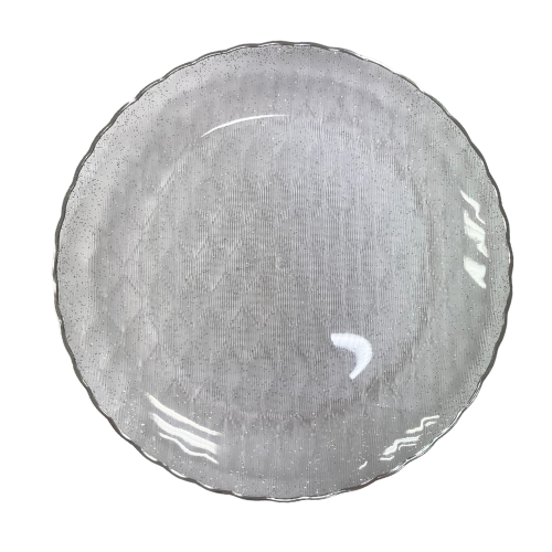 צלחת פלסטיק 9 פלאש 10 יח' - נצנץ כסף