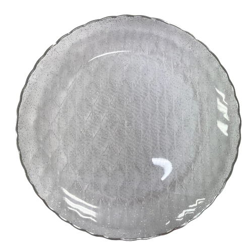 צלחת פלסטיק 10 פלאש 10 יח' - נצנץ כסף