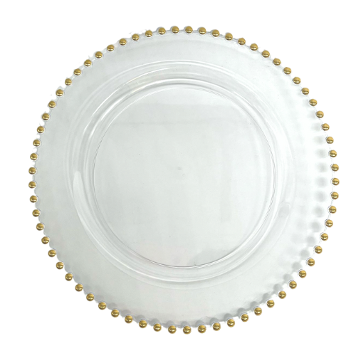 צלחת פלסטיק 10 פנינה 10 יח' - שקוף זהב