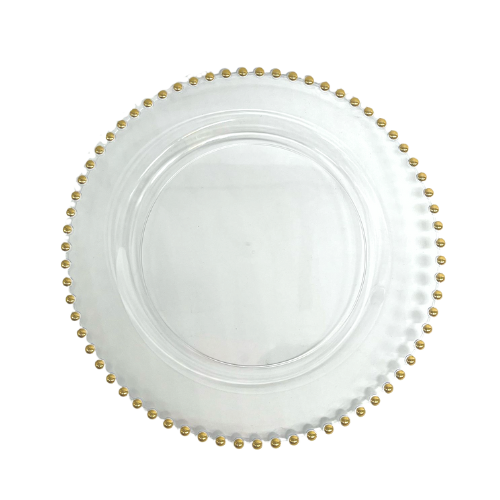 צלחת פלסטיק 9 פנינה 10 יח' - שקוף זהב