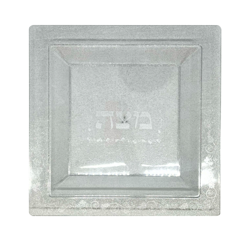 מגש מצות מפלסטיק קשיח לפסח - נצנץ כסף