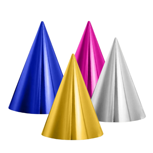 כובע ליצן מטאלי לפורים 6 יח' - צבעוני