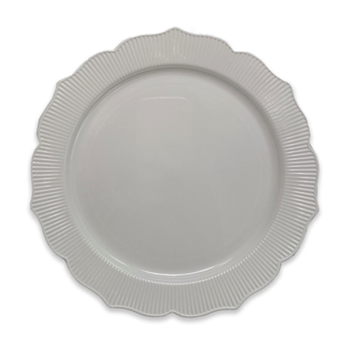 צלחת פלסטיק 10 כלנית 8 יח' - לבן