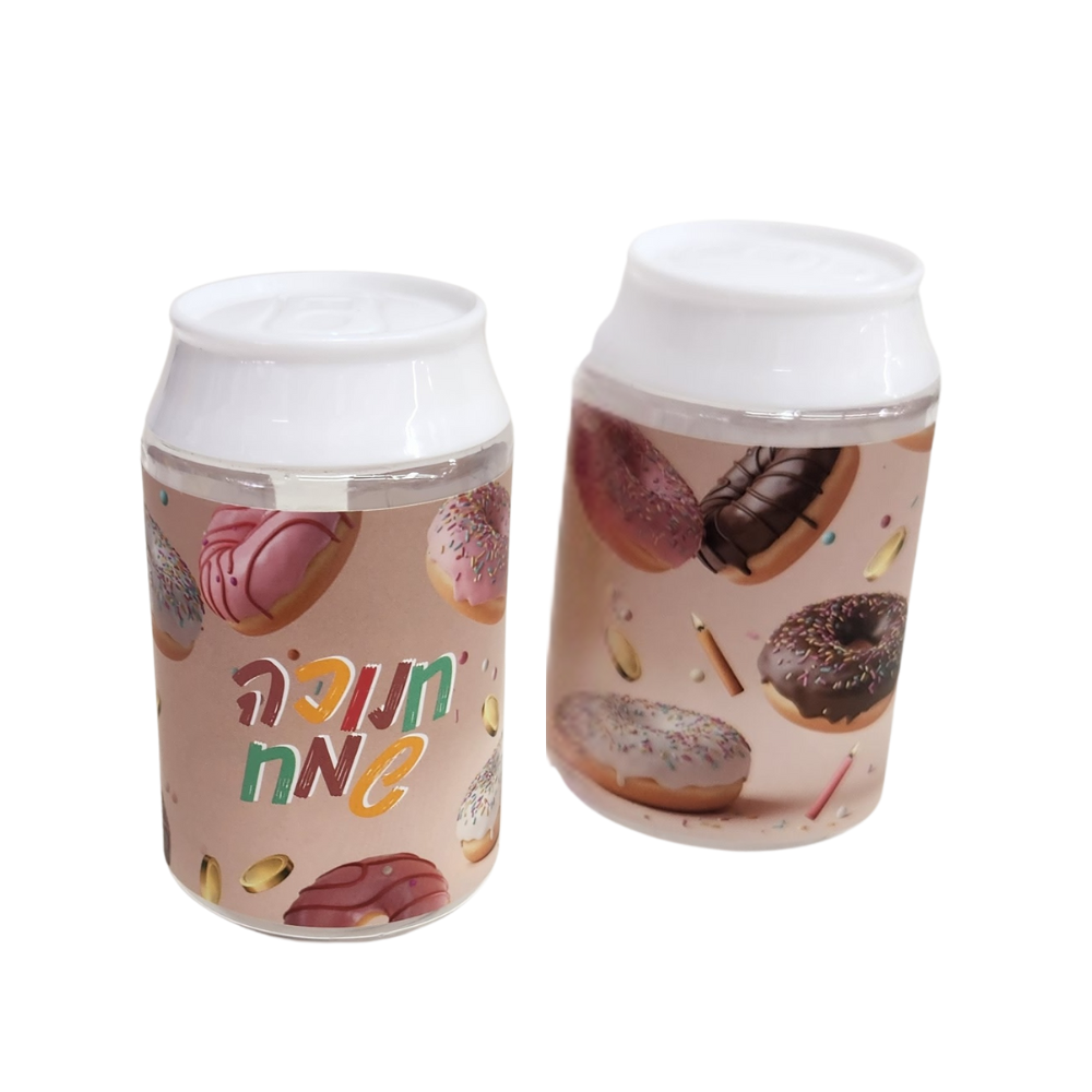 פחית חנוכה שמח סופגניות 6 יח' - צבעוני